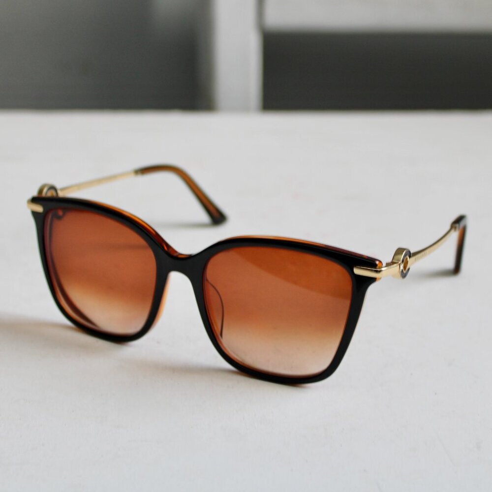 Bvlgari Women's Brown Gold Gradient Square Prescription Sunglasses BV8831 541313